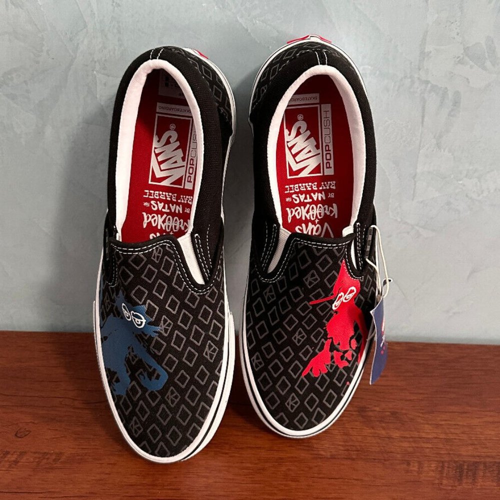 Vans + Krooked by Natas for‎ Ray Barbee Black Slip-On's Sz 8.5